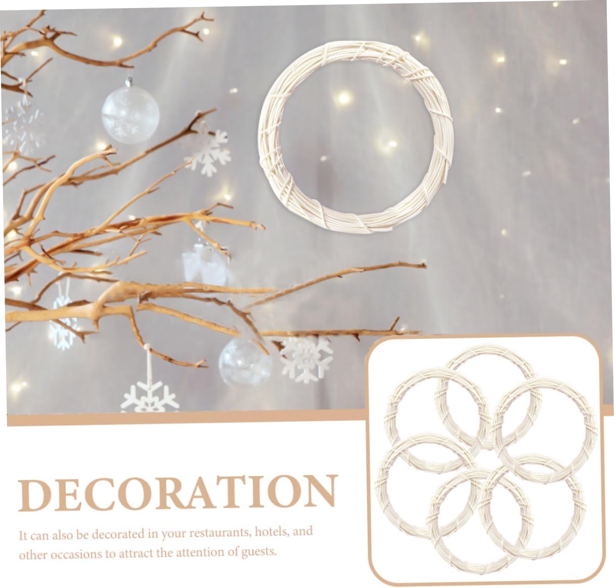 6pcs DIY Rattan Wreath Ring Decor for Wall