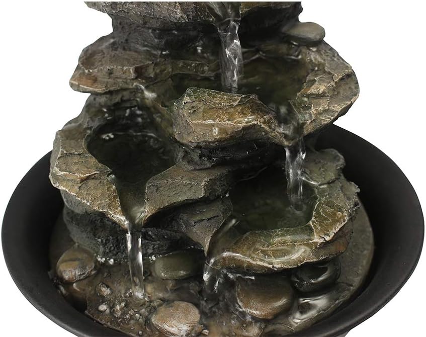 BBabe Spinning Orb Rock Cascade Tabletop Fountain with LED Light