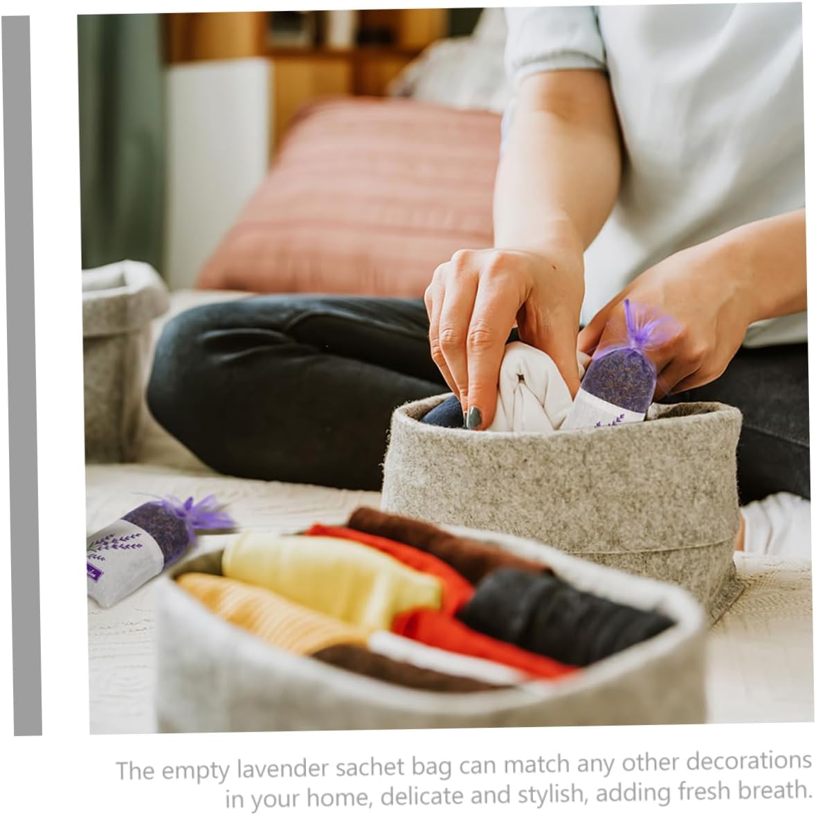 Luxshiny 50pcs Linen Lavender Sachet Bags
