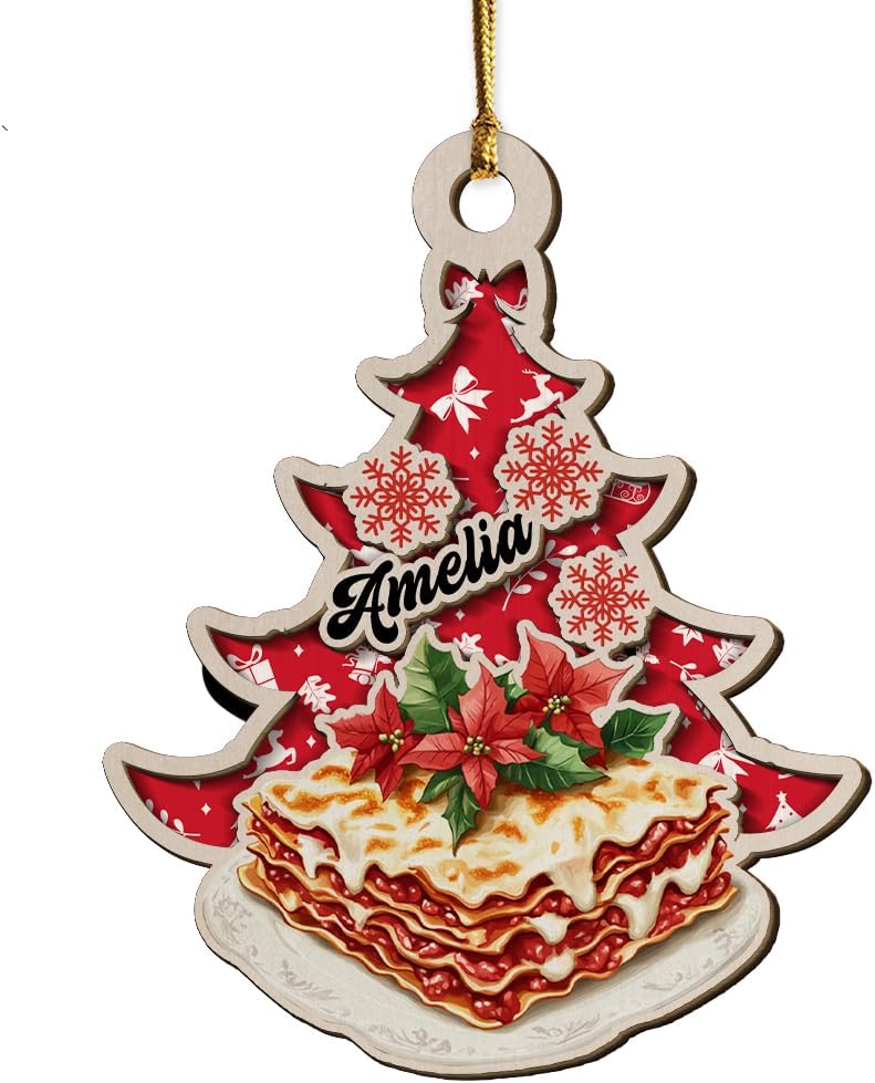 Personalized Lasagna Xmas 2-Layer Wooden Ornament