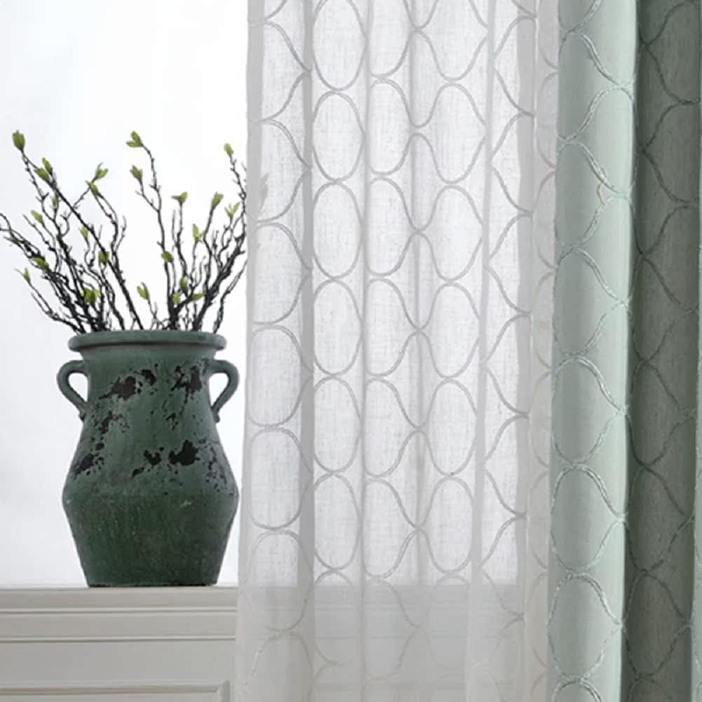Simple Solid Color Polyester Embroidery Curtains