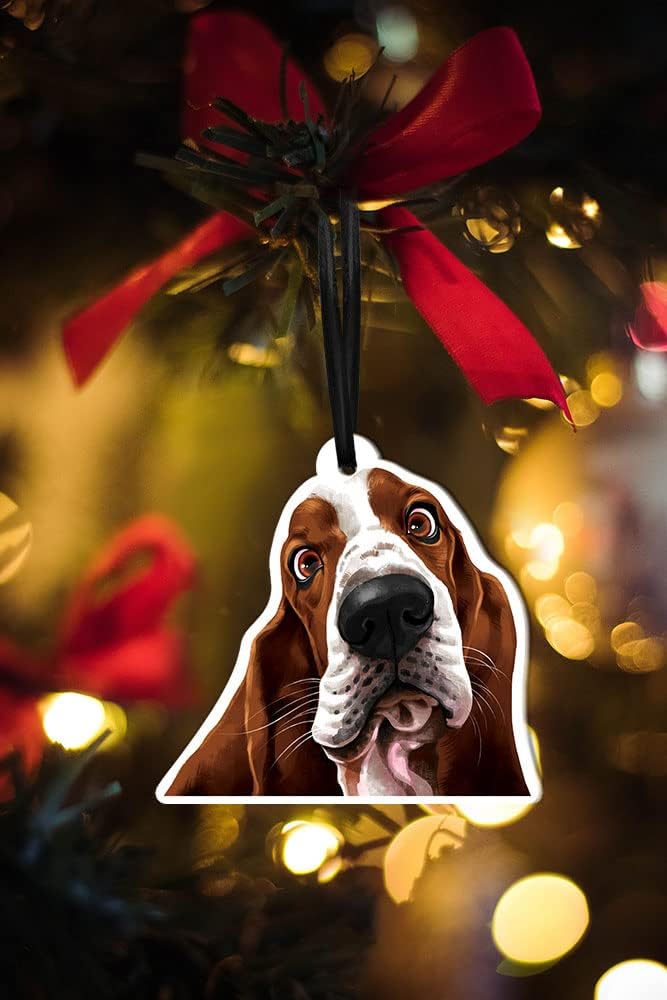 WIRESTER Cute Basset Hound Christmas Hanging Ornament