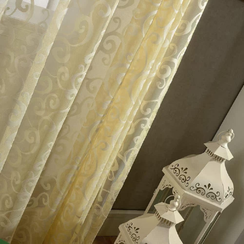 Modern Minimalist Yellow Spray Jacquard Curtains Panel