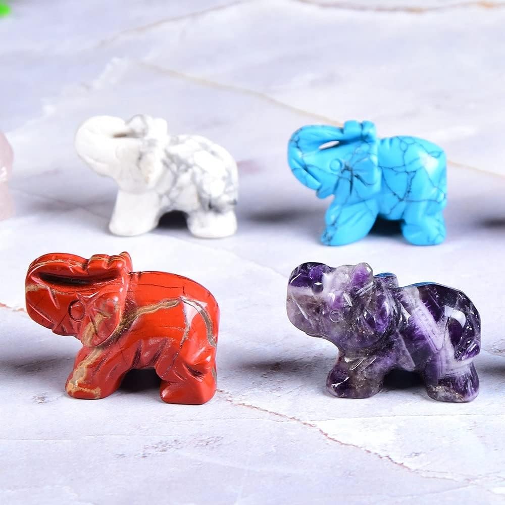 AtkitS Crystal Elephant Amethyst Obsidian Home Decor