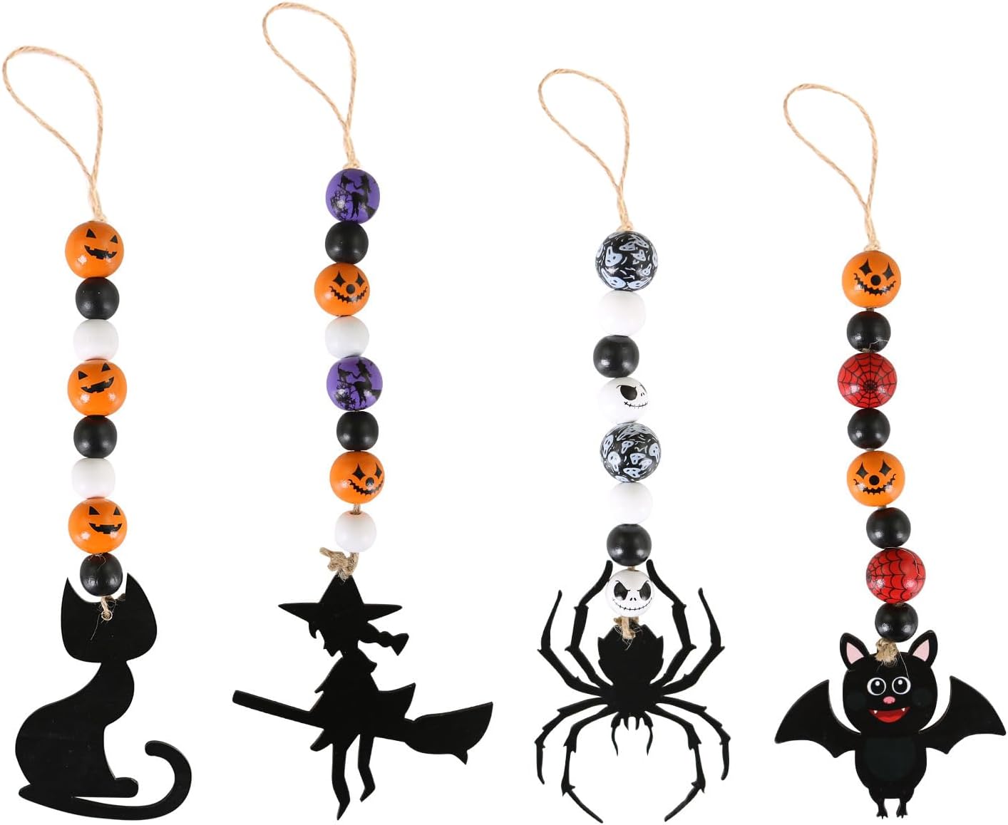 4 Piece Wooden Hanging Beads for Halloween Decor