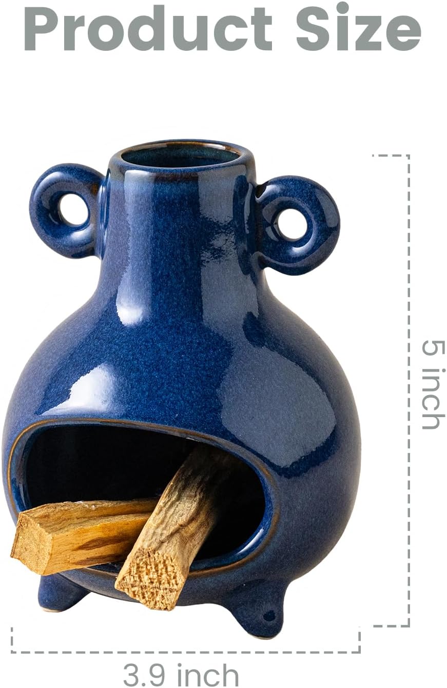 Handcrafted Palo Santo Holder with Blue Design