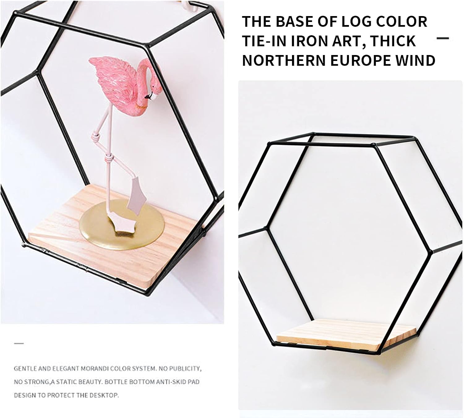 Black Wall Mounted Hexagonal Floating Shelves Set of 3