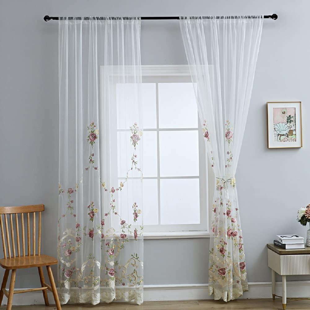 Voile Sheer Curtains with Rod Pocket for Living Room Kids Bedroom