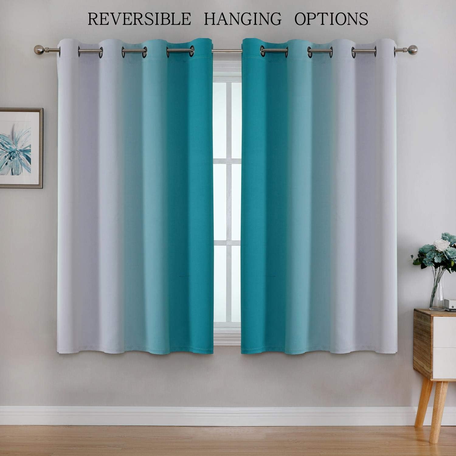 G2000 Ombre Blackout Curtains 2 Panels 63 Inch