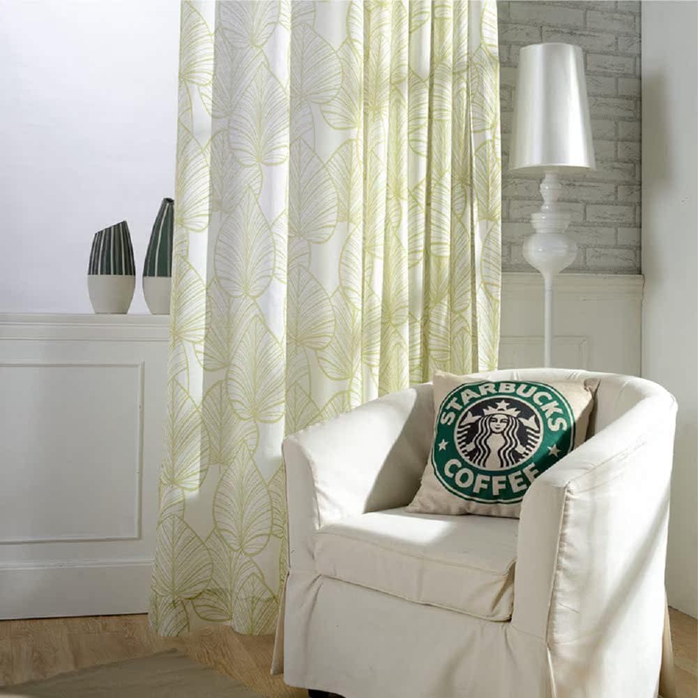Simple European Style Semi Sheer Curtain Panel Green