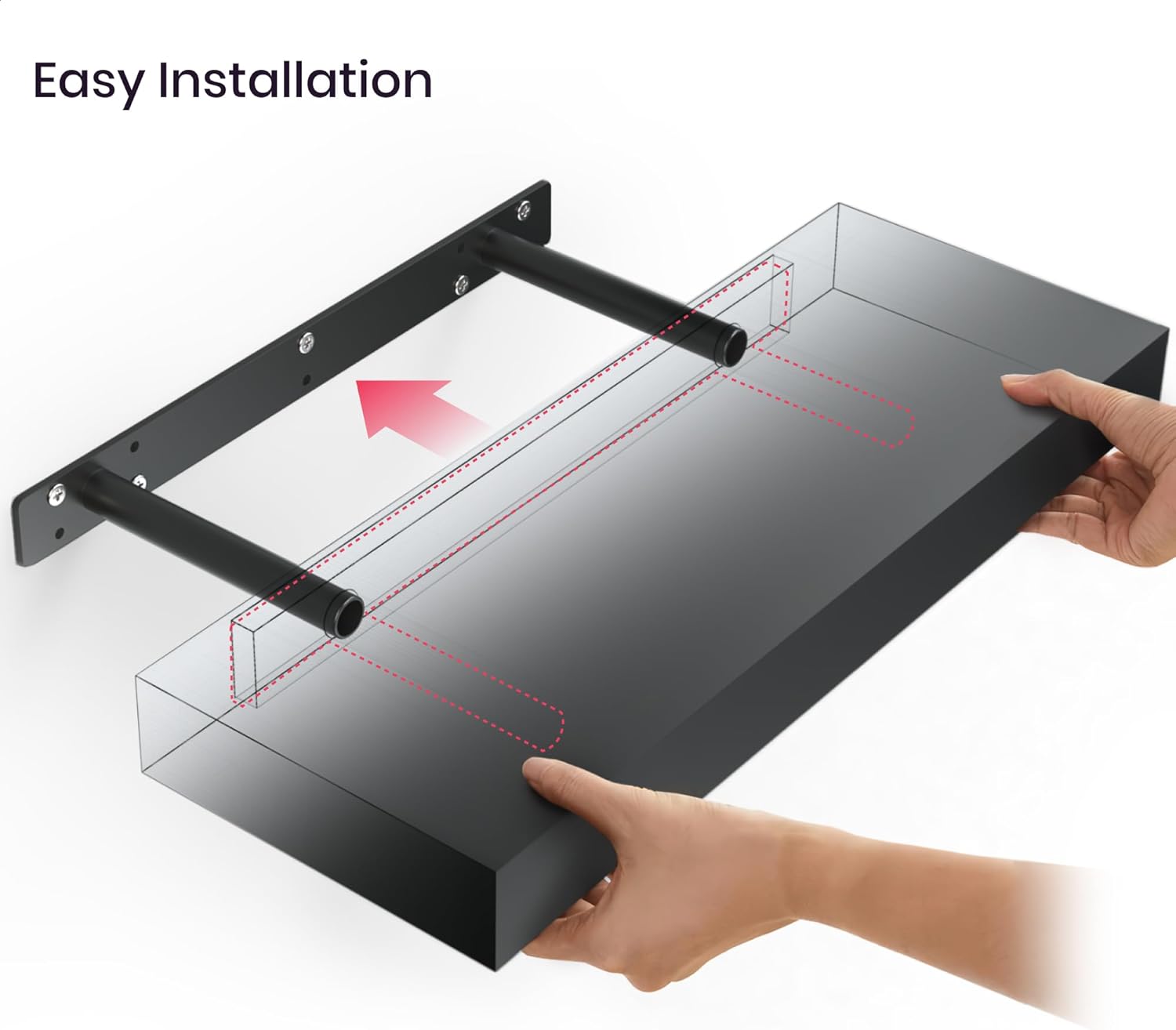 Ballucci Floating Shelves 2-Pack Black 16 Inch Wall Mount Set