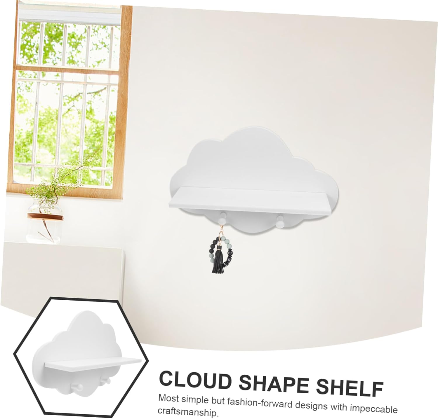ARTIBETTER Cloud Shape Floating Shelf 14 Inch White Wall Mounted Storage