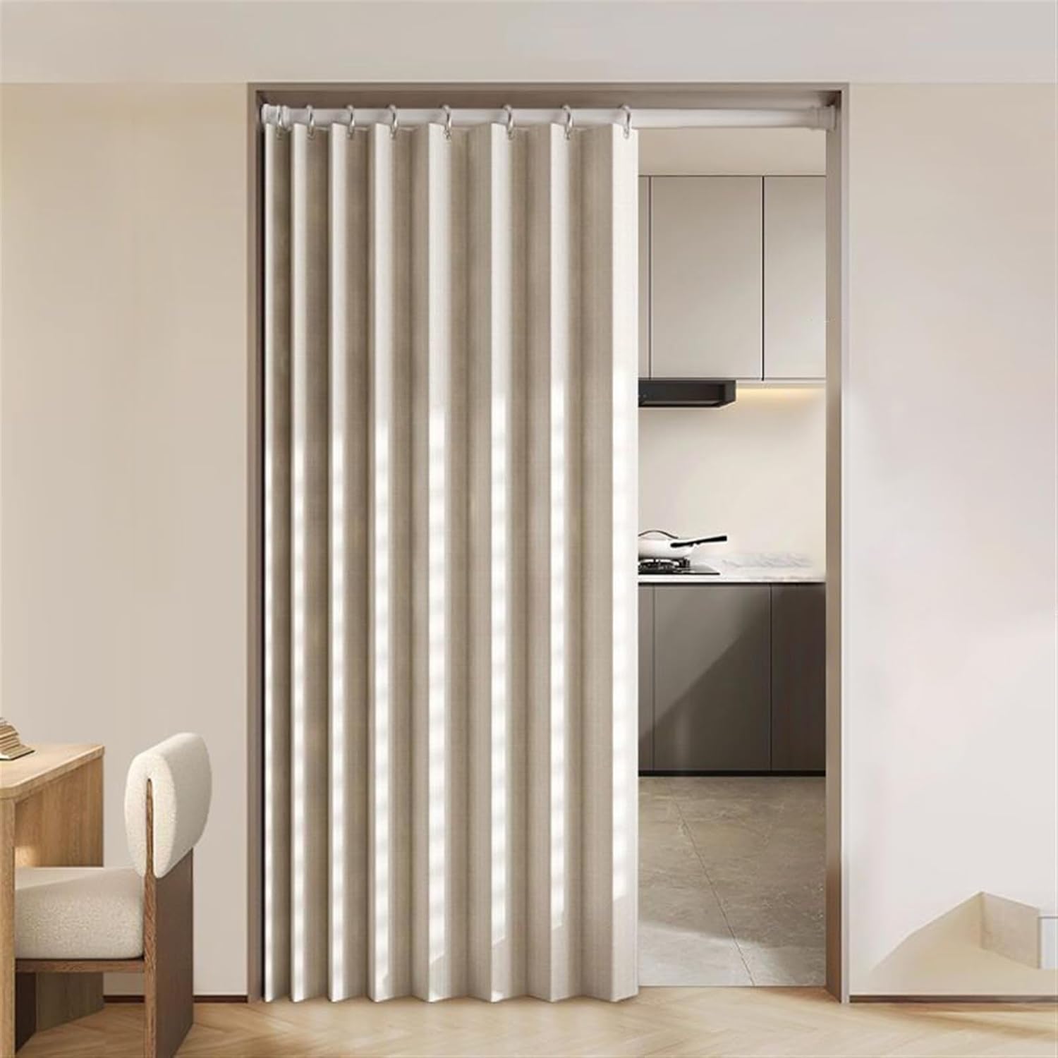Blackout Accordion Door Curtain with Magnetic Buckles