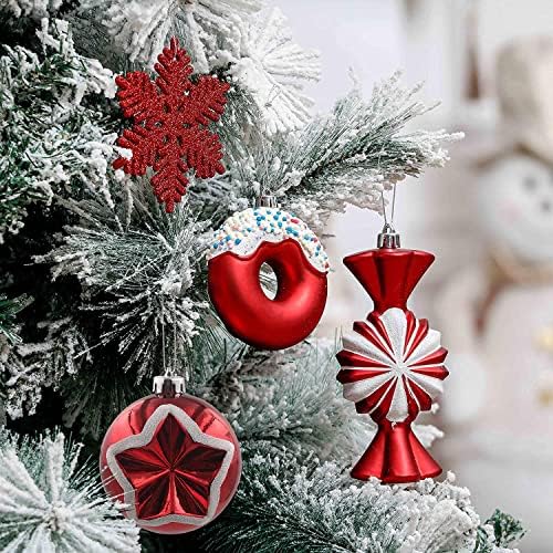 Christmas Tree Ball Ornaments Set 70 ct Red White Candy Train Theme