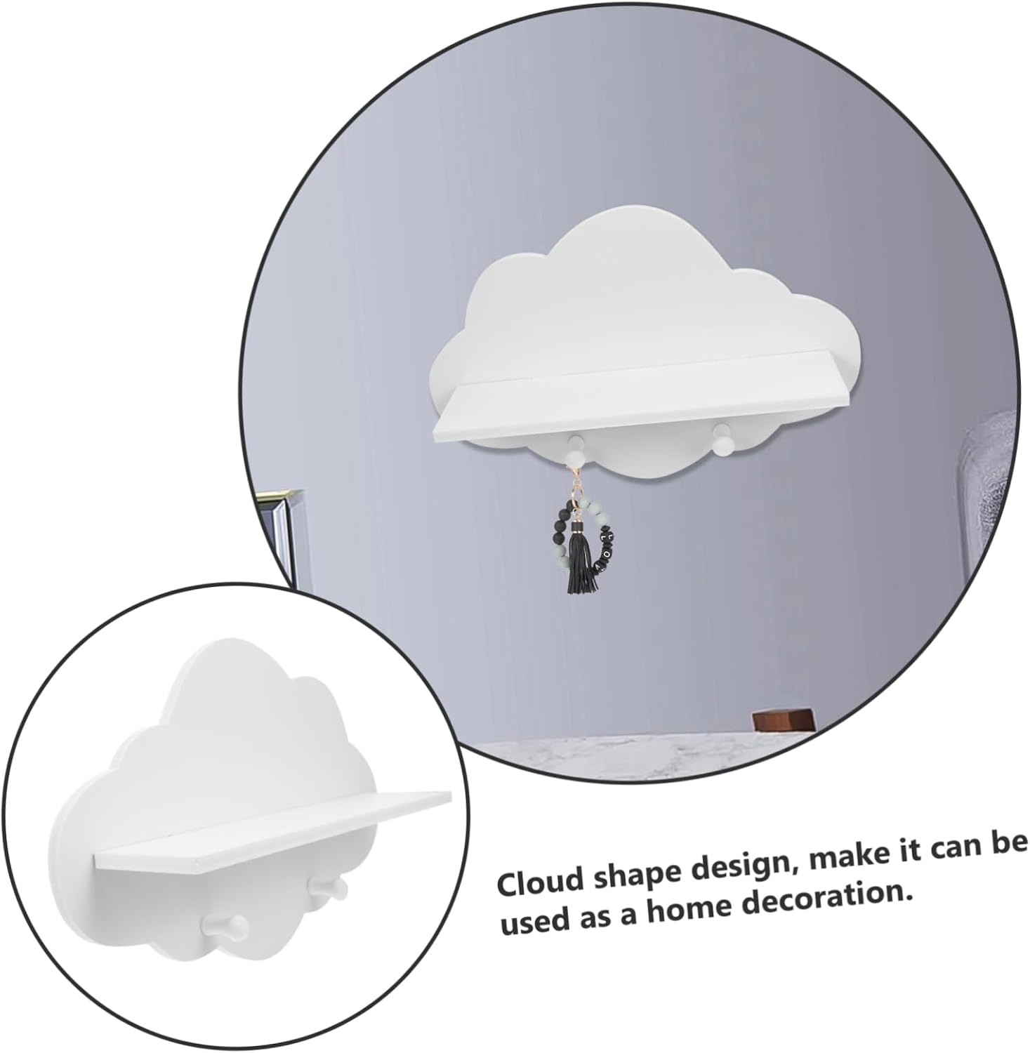 ARTIBETTER Cloud Shape Floating Shelf 14 Inch White Wall Mounted Storage