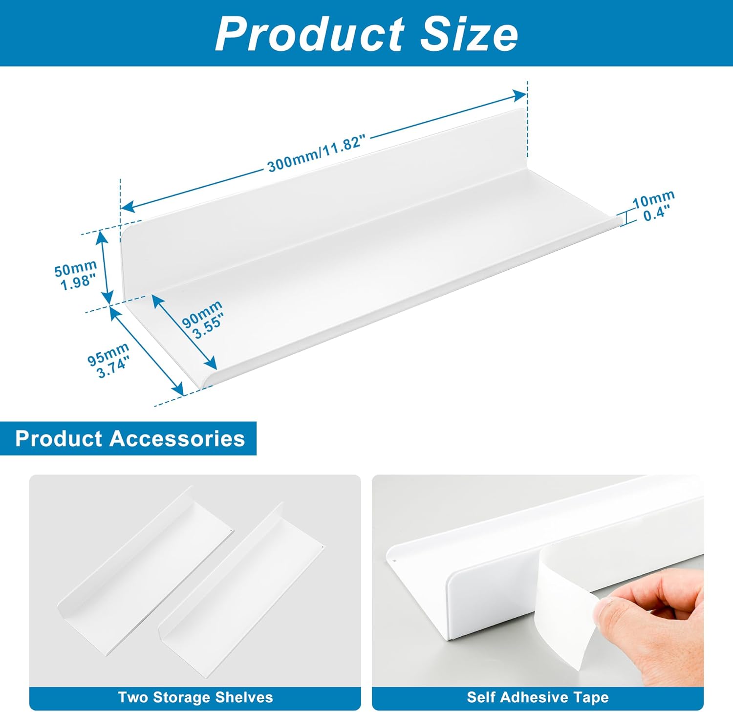 SAYAYO White Floating Shelves Wall Storage 2pcs