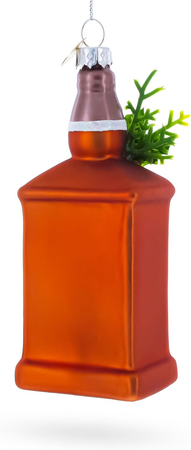 Whiskey Bottle Blown Glass Christmas Ornament 1