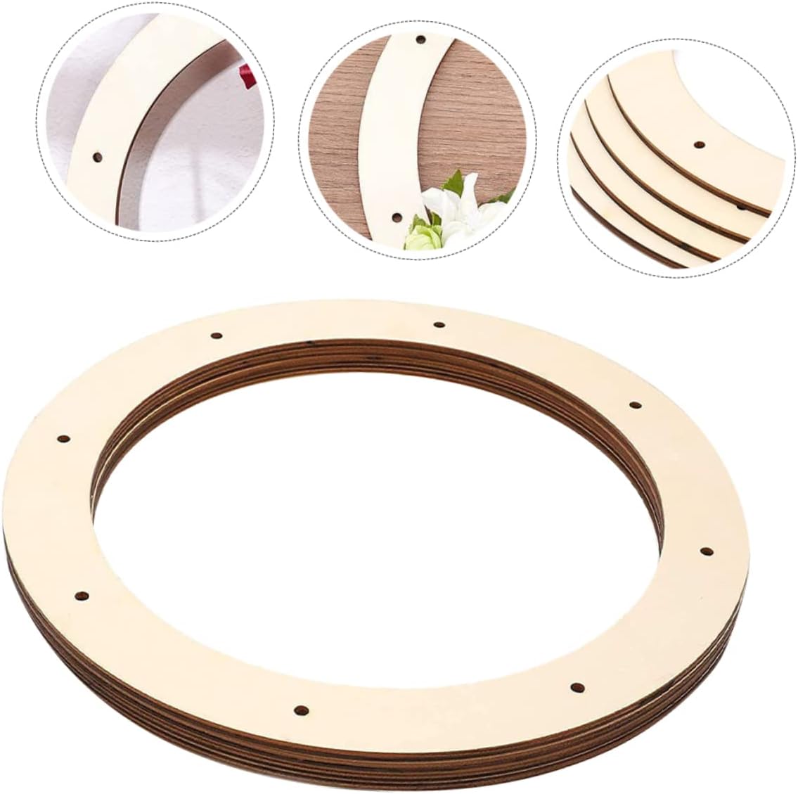 CIMAXIC 2pcs Wooden Ring Wreath Frame for DIY Decorations