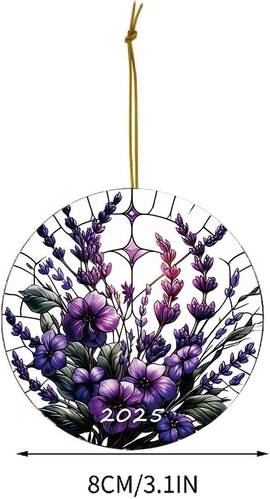 2025 Purple Christmas Ornaments Stained Glass Style