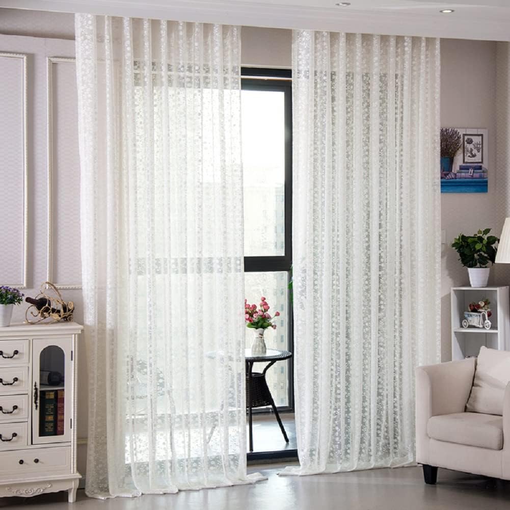 Voile Sheer Curtains with Rod Pocket for Living Room and Bedroom