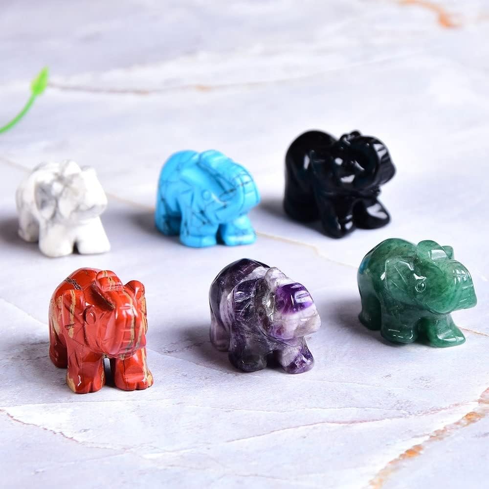AtkitS Crystal Elephant Amethyst Obsidian Home Decor