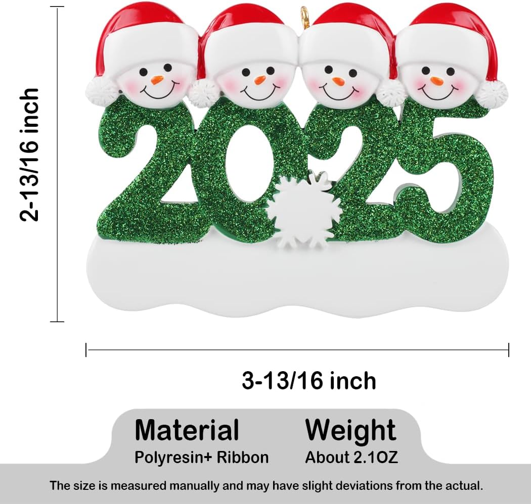 Personalized Family Christmas Ornament Snowman 4 Person
