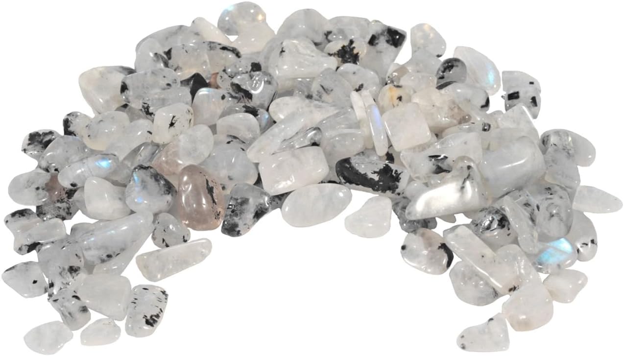IMALY White Moonstone Tumbled Chips for Vases and Decor