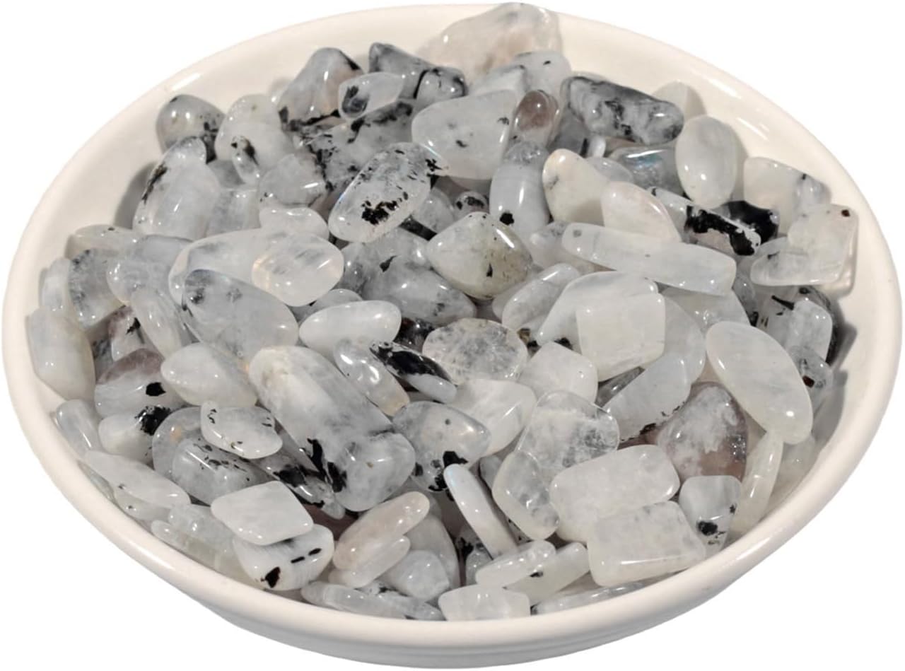 IMALY White Moonstone Tumbled Chips for Vases and Decor
