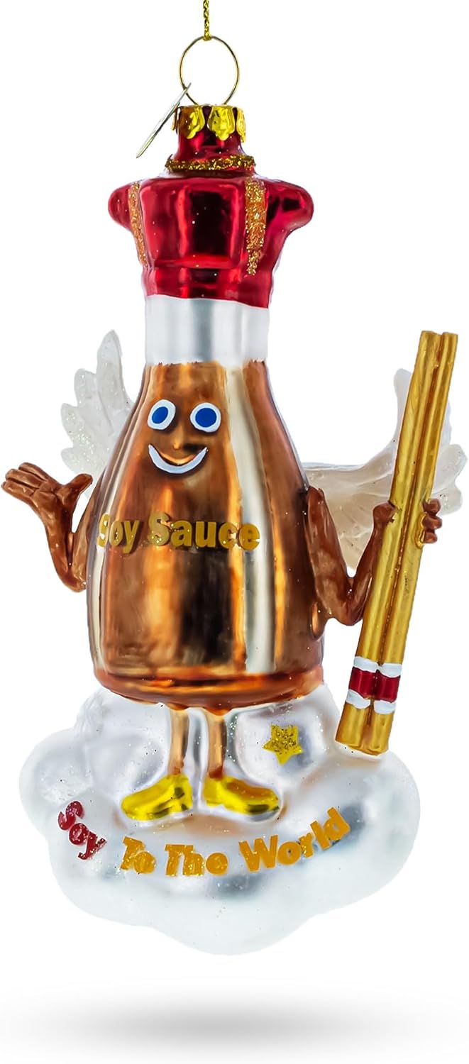 Savory Soy Sauce and Chopsticks Glass Ornament