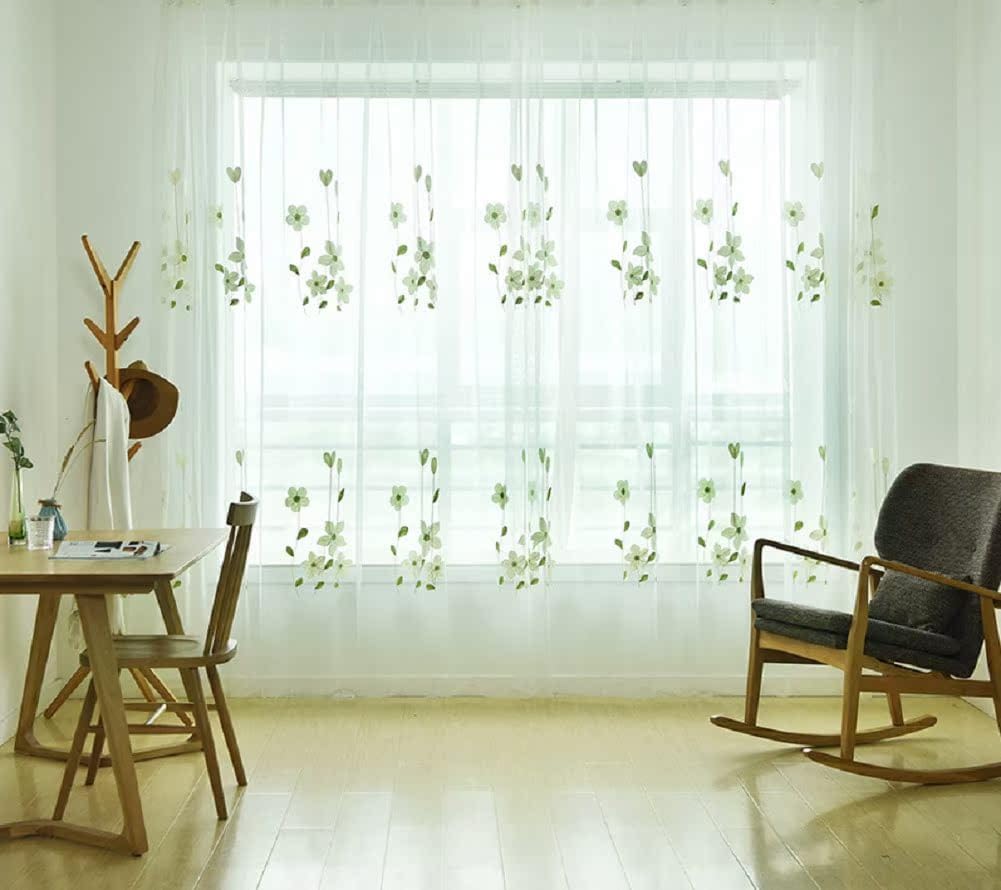 Simple Small Fresh Delicate Embroidery Basic Rod Pocket Curtains