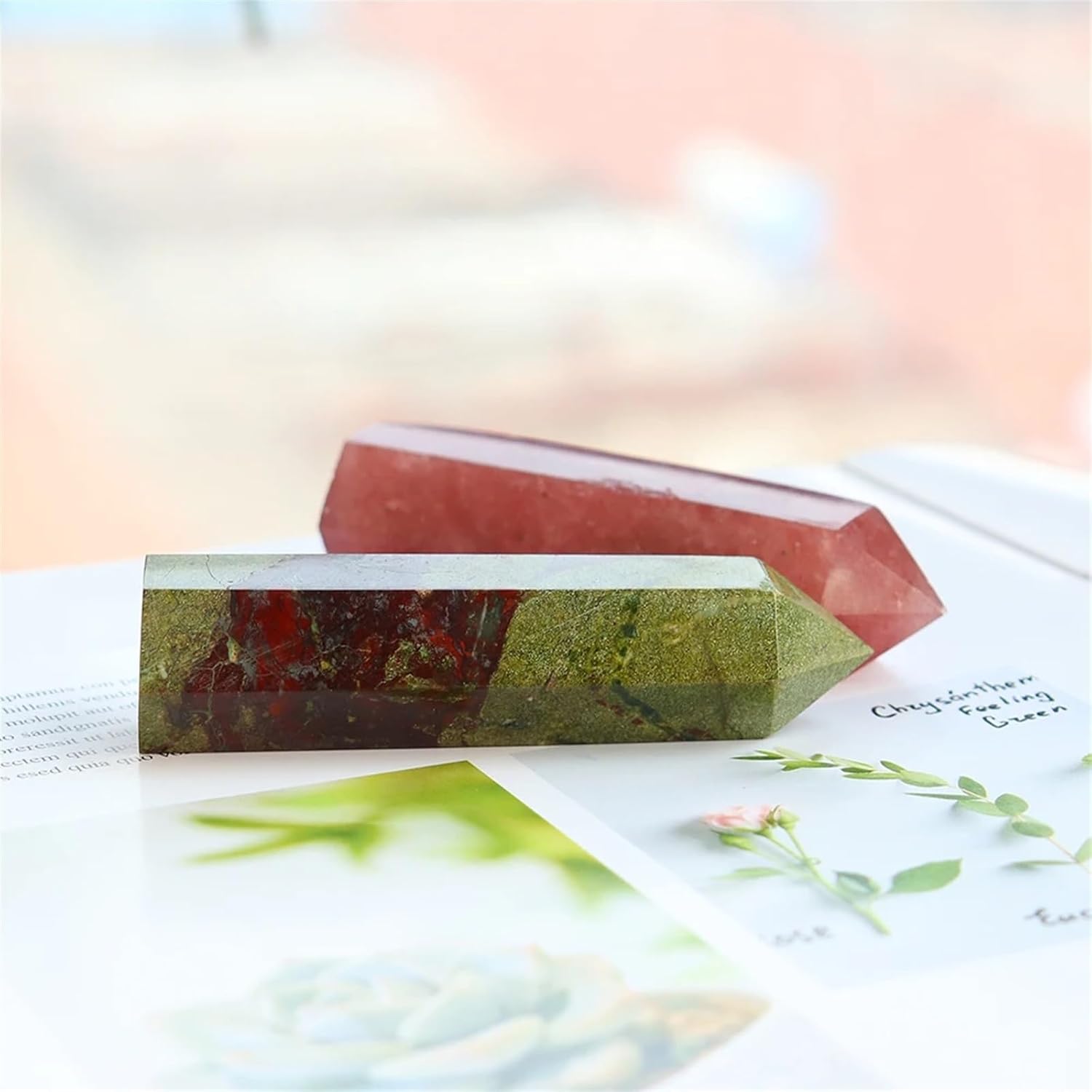 AtkitS Natural Crystal Column Energy Wand