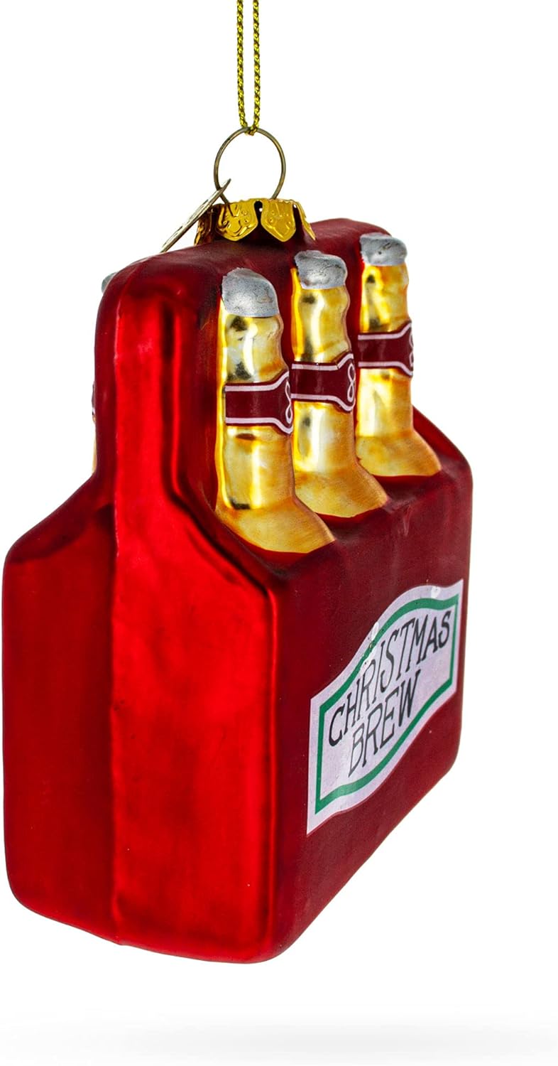Festive Christmas Beer Blown Glass Ornament
