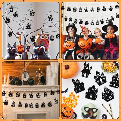 Haooryx Halloween Haunted House Wooden Ornaments 36Pcs