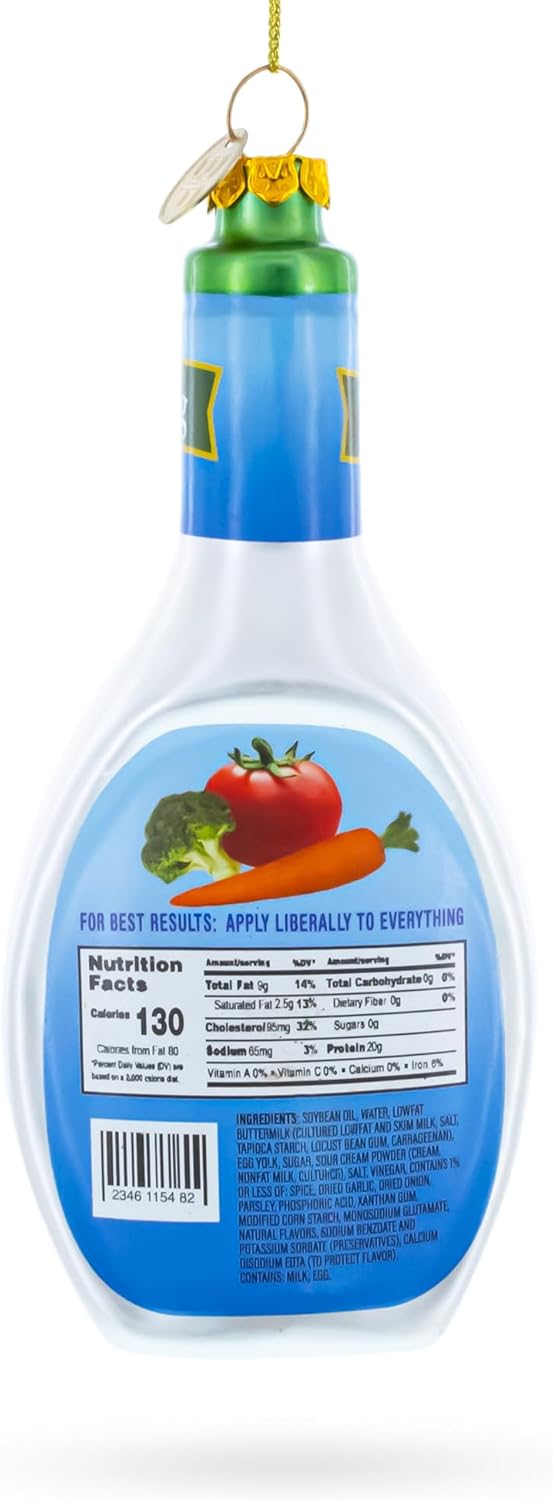 Ranch Dressing Bottle Glass Christmas Ornament