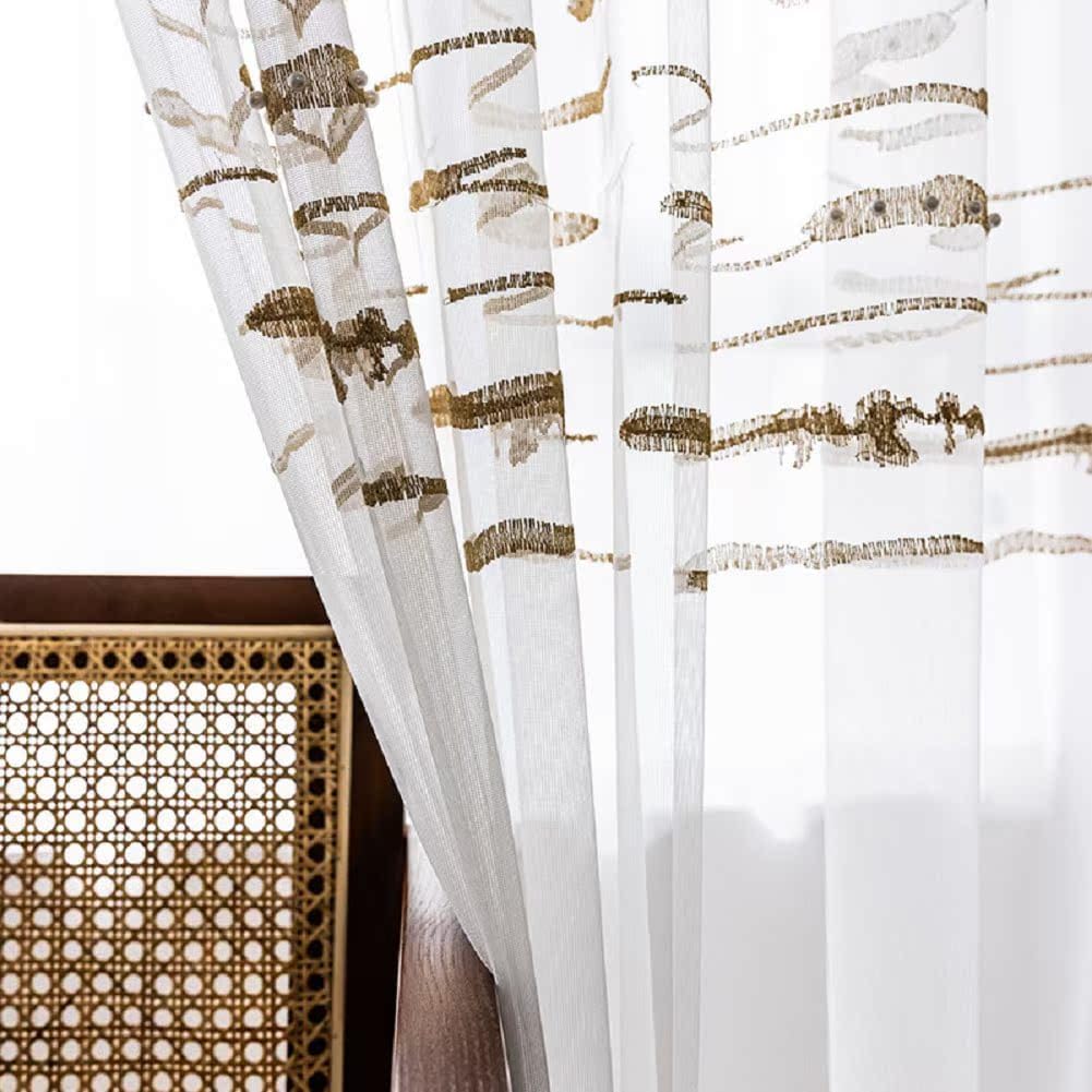 Iuokuby Sheer Curtains Panel White 100x102 Inch Rod Pocket