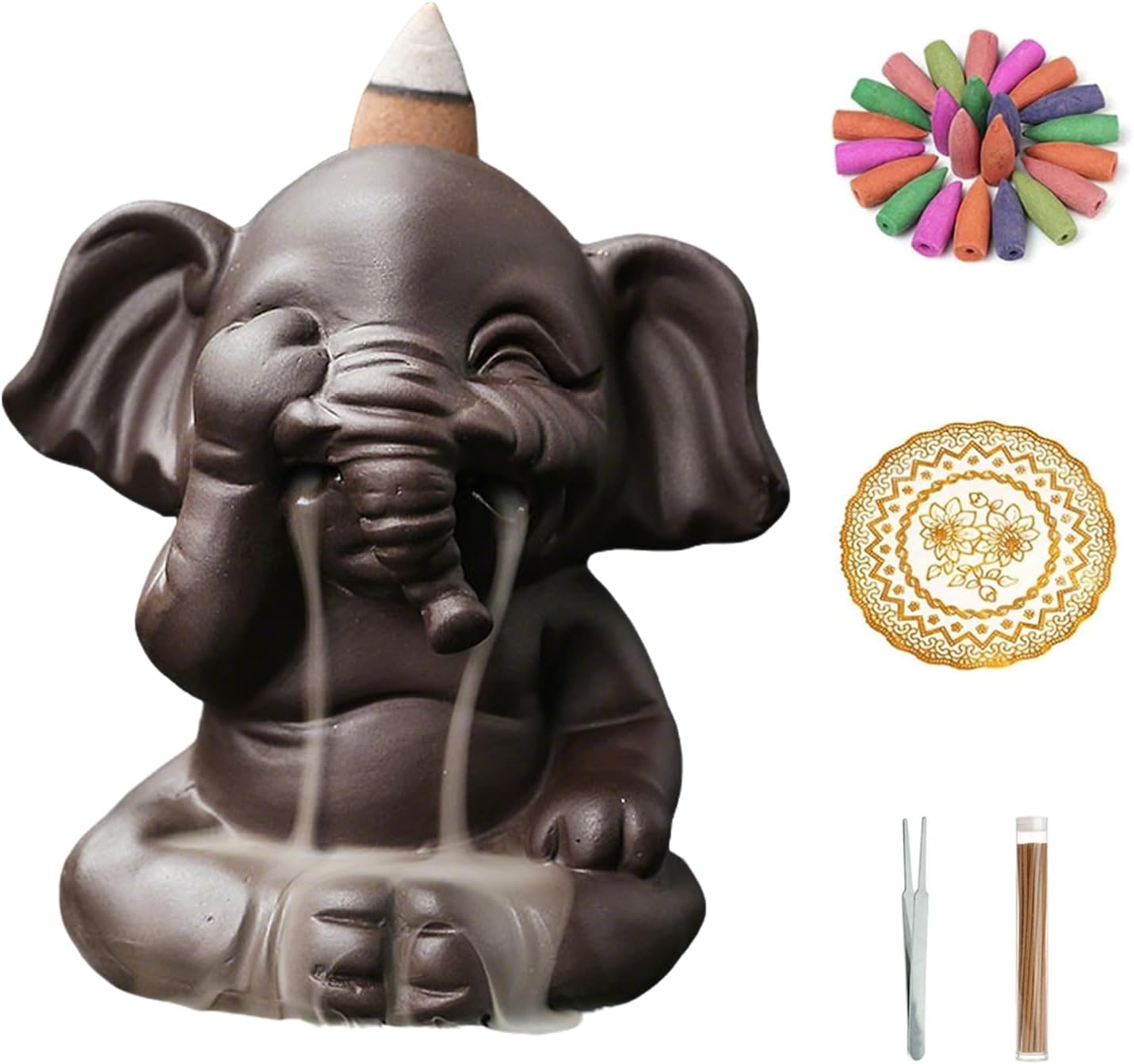 Comeon Backflow Incense Burner Set with Mat and Tweezers