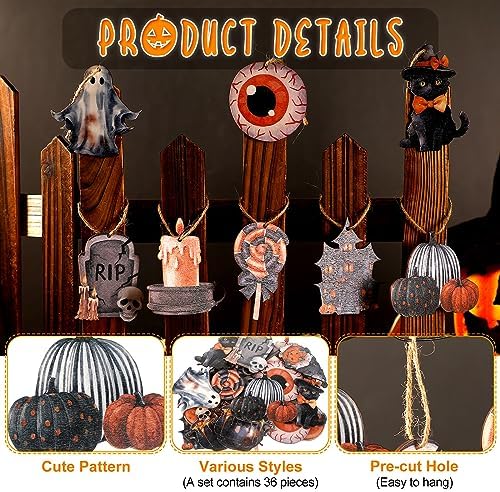 Huwena 36 Pcs Halloween Tree Ornaments
