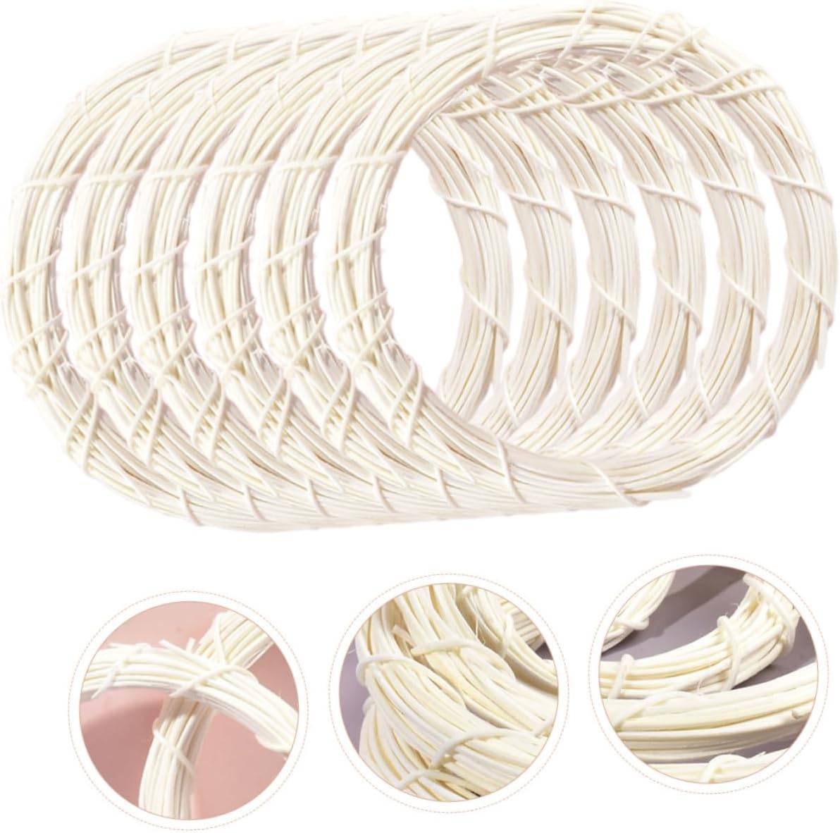 6pcs DIY Rattan Wreath Ring Decor for Wall