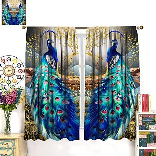 Peacock Curtains with Golden Butterfly Design