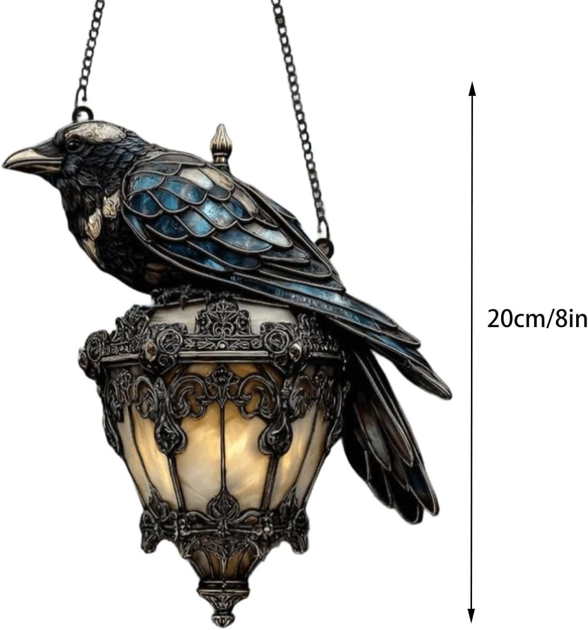 Gothic Raven on Lantern Sun Catcher Decor
