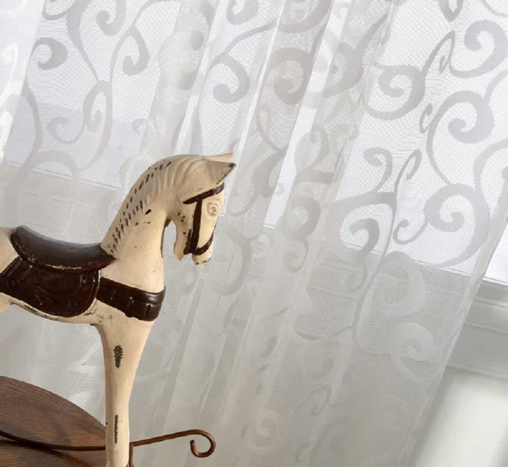 Modern Minimalist Spray Jacquard Curtains Panel 100x84 White