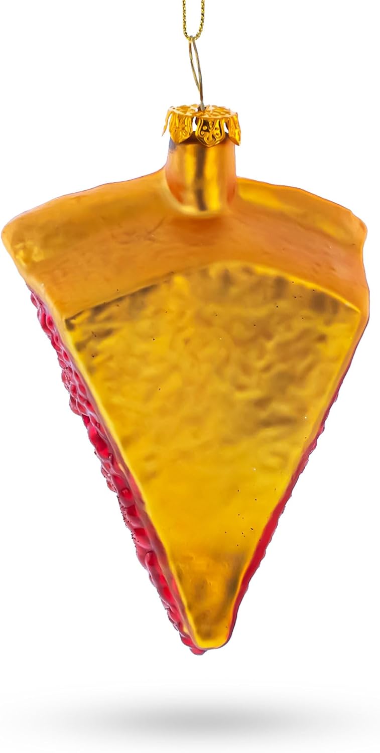 Delectable Cherry Pie Slice Blown Glass Christmas Ornament 1