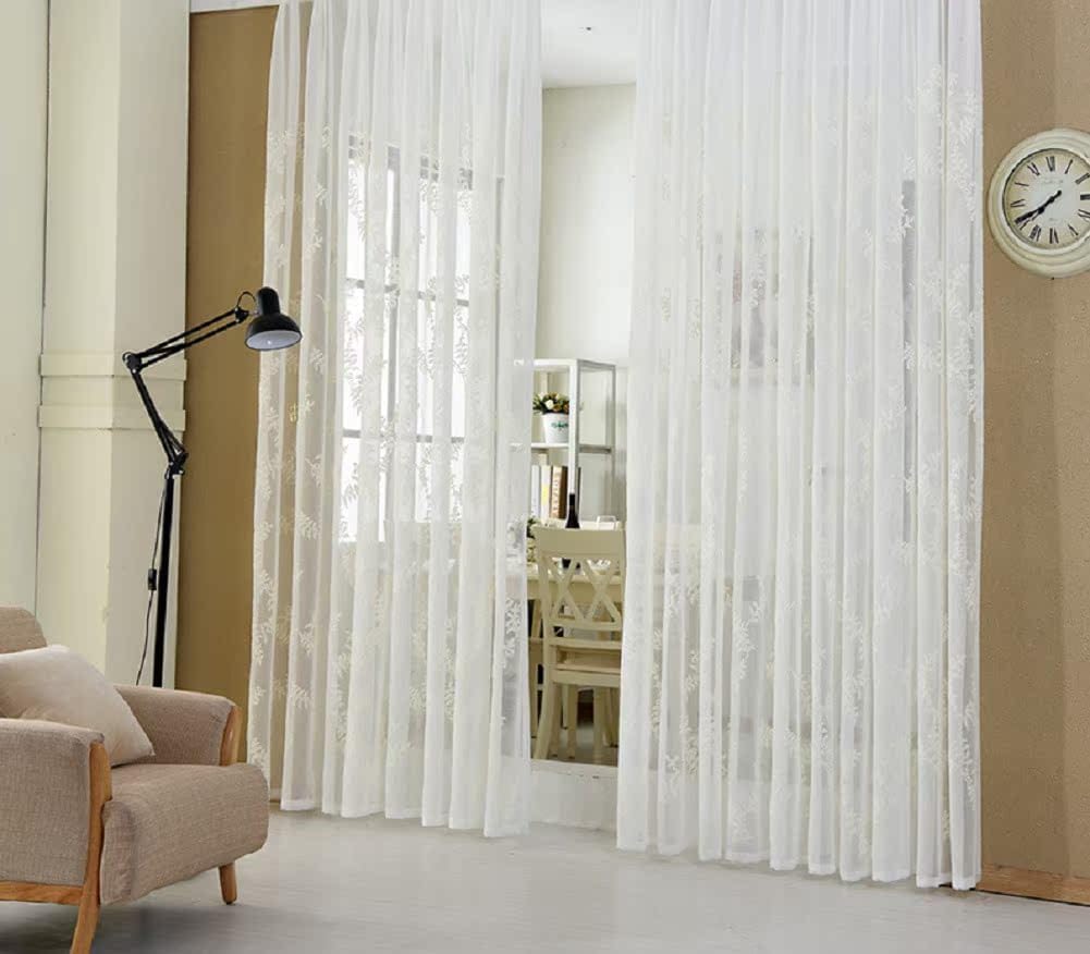 Pastoral Style Pine Tree Embroidery Rod Pocket Curtains 2 Panels