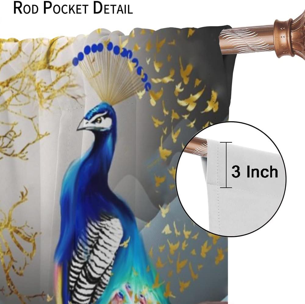 Peacock Curtains with Golden Butterfly Design