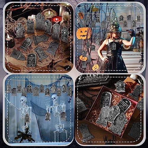 Huwena 36 Pcs Halloween Wooden Hanging Ornaments Set