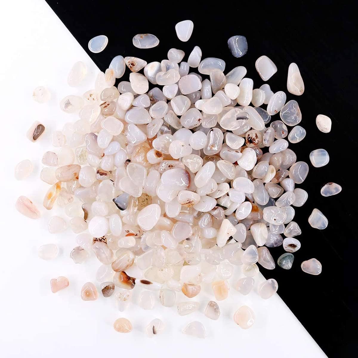 WAYBER Natural White Agate Pebbles 1 Lb Decorative Stones