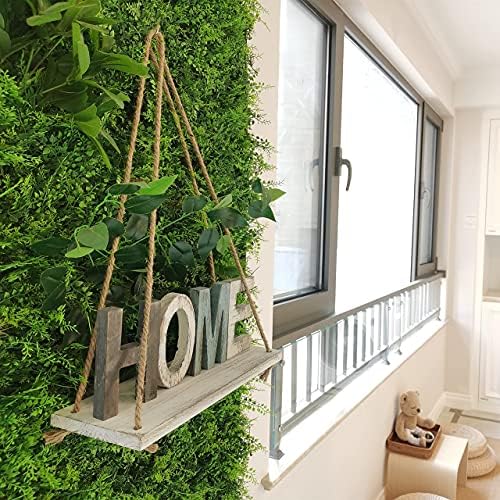 2-Piece Rustic White Wood Shelf Set with Hooks and Ropes