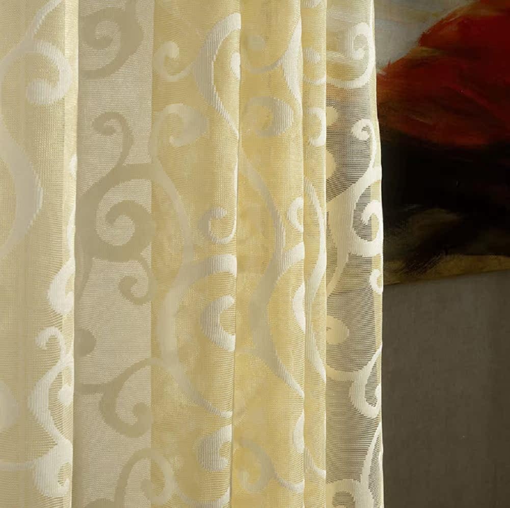 Modern Minimalist Yellow Spray Jacquard Curtains Panel