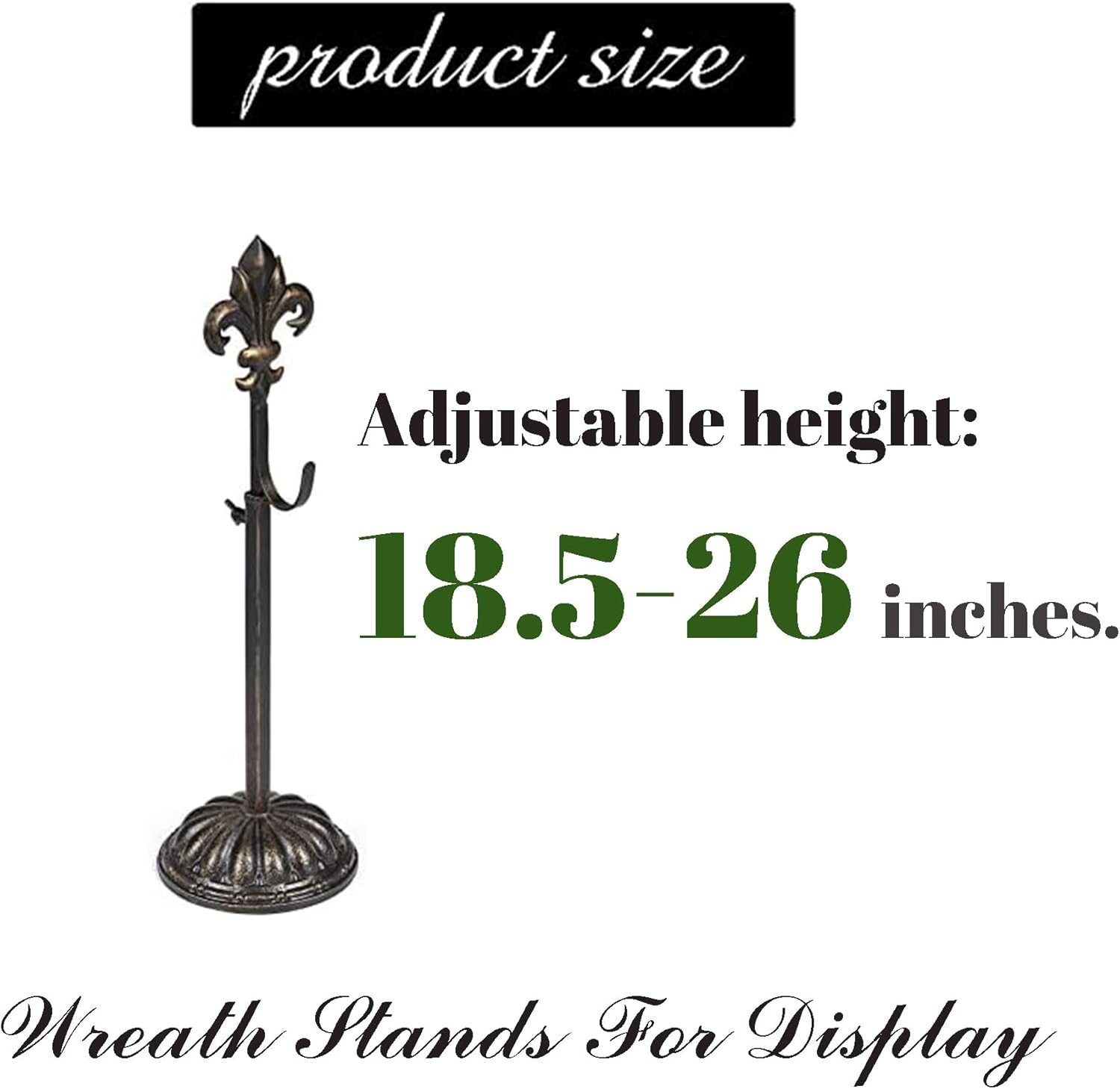 Adjustable Wreath Stand - Wrought Iron with Fleur De Lis Design