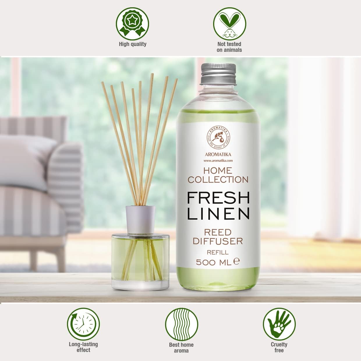 AROMATIKA Fresh Linen Reed Diffuser Refill 170 Fl Oz